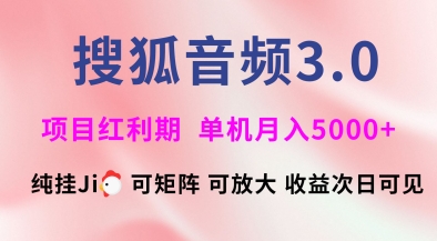 搜狐音频挂机3.0：矩阵放大、独家技术助力，月入5000+轻松实现【揭秘高效稳定模式】-挪课网