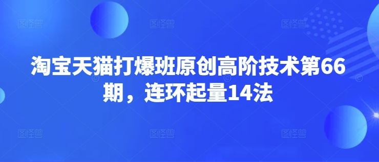 淘宝天猫流量增长秘籍：第66期高阶技术连环起量14大方法-挪课网