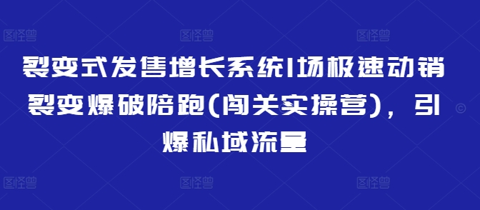 裂变式增长策略：极速动销引爆私域流量-挪课网