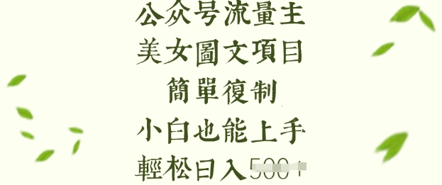 流量主长期收益项目：美女图片复制，零门槛操作，轻松日入5张-挪课网