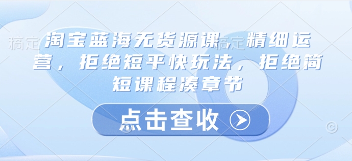 淘宝蓝海无货源项目精细化运营课程-挪课网