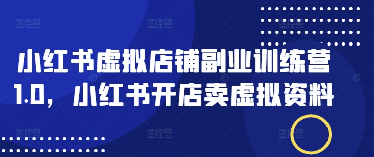 小红书虚拟店铺零成本创业副业项目-挪课网