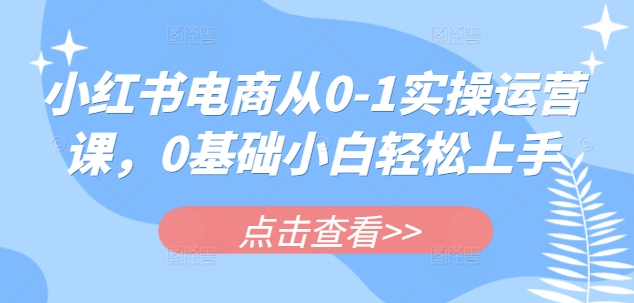 小红书电商从0到1入门：小白也能轻松掌握实操运营技巧-挪课网