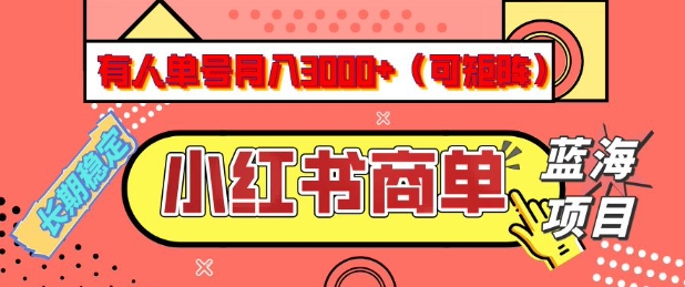小红书商单月入3K+实战：每天仅需5分钟，矩阵放大稳定蓝海项目！-挪课网