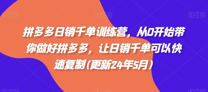 拼多多从零到千单实战训练营：助你轻松实现日销千单-挪课网