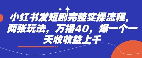 小红书短剧实战技巧：双玩法轻松达成40w播放，日入过万的秘密-挪课网