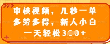 审核视频，几秒一单，新人一天轻松完成3张订单-挪课网