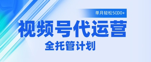 视频号代运营2.0，全程托管招募，单月轻松变现5k【揭秘】-挪课网