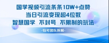 国学视频引流条条10W+点赞当日引流变现超4位数-挪课网