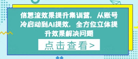 信息流效果提升集训营，从账号冷启动到AI提效，全方位立体提升效果解决问题-挪课网